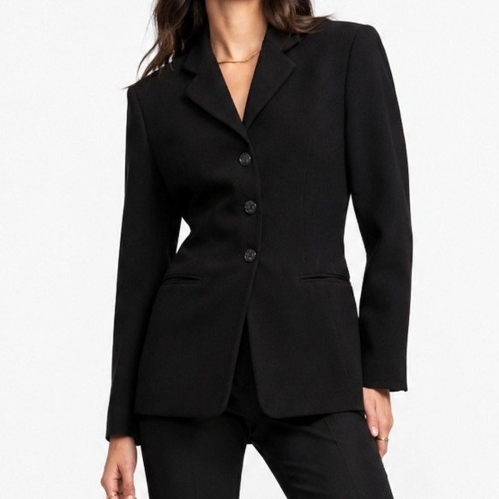Saville Suit Womens Black 100% Worsted Wool 3-Button Blazer Jacket Size 4